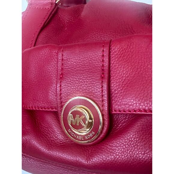 Michael Kors Bag Red Pebble Leather Top Handle Satchel Handbag - Picture 4 of 11